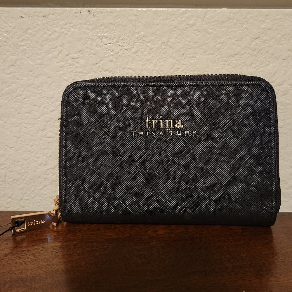 NWT Trina Turk Small Zip Around Clutch - Black